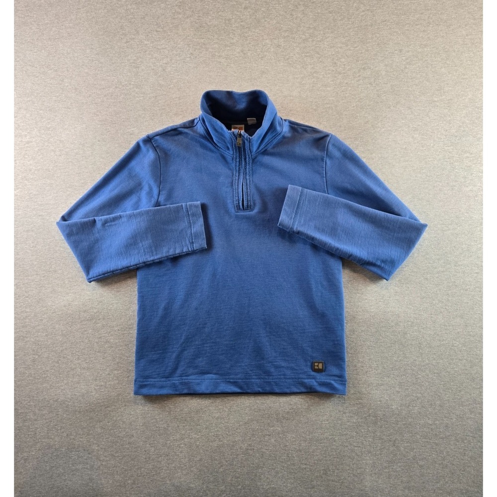 Hugo Boss Orange Tag Sweater Mens L Blue Quarter Zip Mock Neck Pullover Peruvian